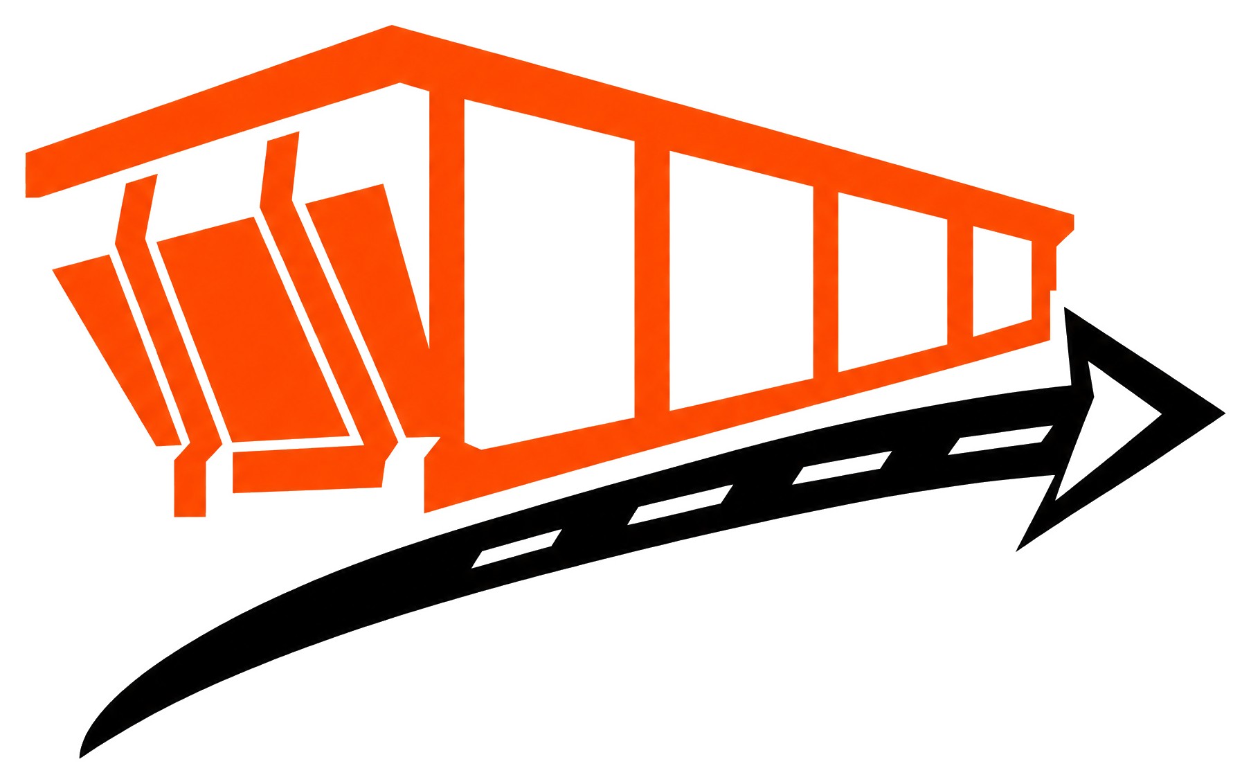 Sound Haul Bins orange roll-off bin and black forward-arrow logo